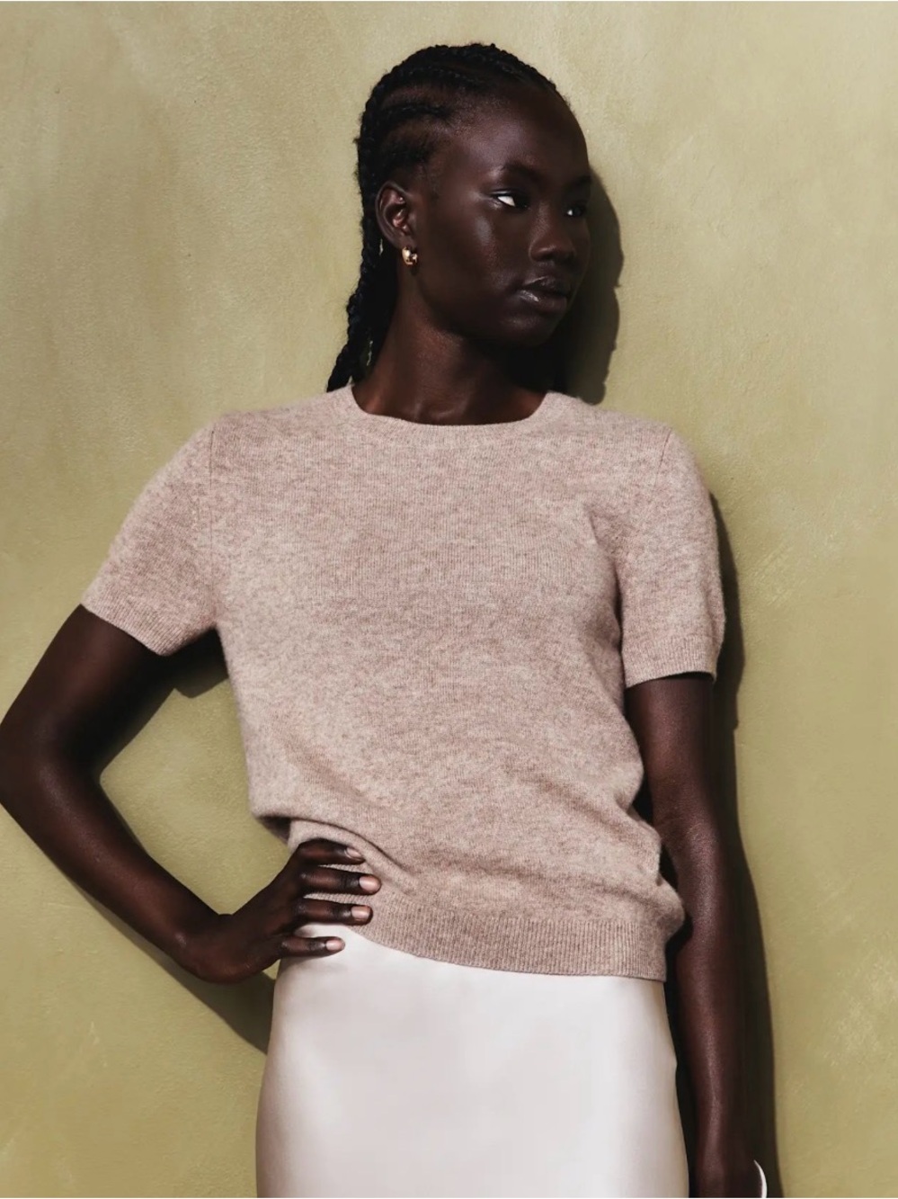 Quince 100% Mongolian Cashmere Short Sleeve Sweater Tee M